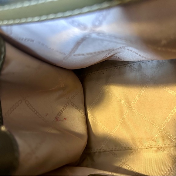 Michael Kors Carmen Small Olive Color-Block Saffiano Leather Satchel - Picture 12 of 13